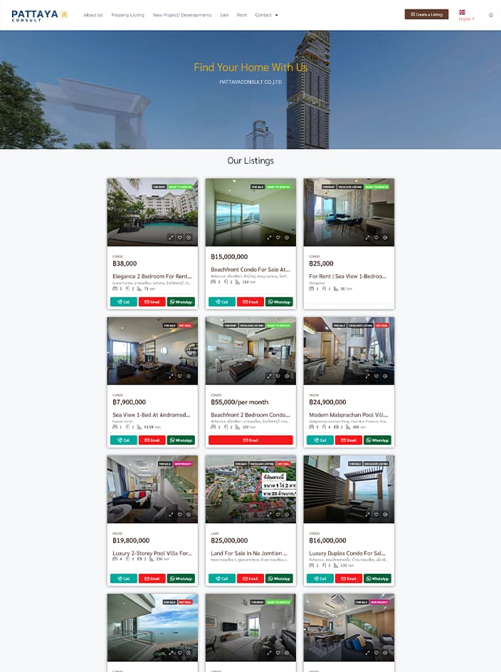 ผลงานรับทำเว็บไซต์ WordPress อสังหา Pattaya consult