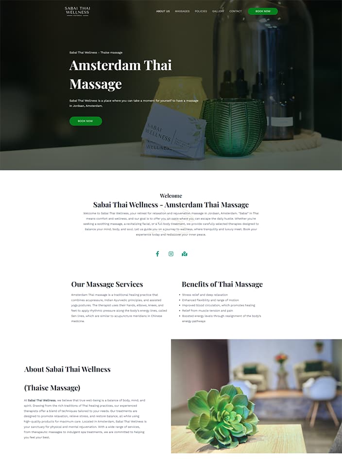 ผลงานรับทำเว็บไซต์ WordPress sabai thai wellness