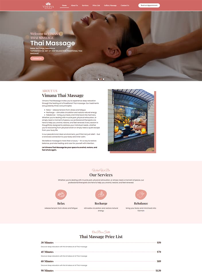 ผลงานรับทำเว็บไซต์ WordPress ร้านนวด thai massage