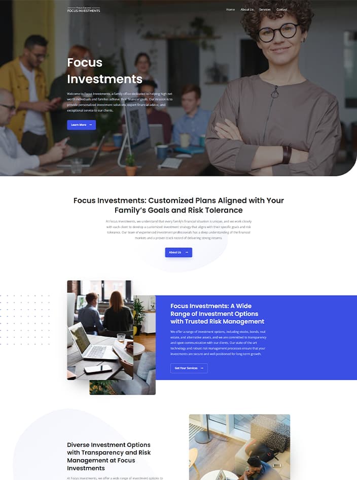 ผลงานรับทำเว็บไซต์ WordPress focus investments